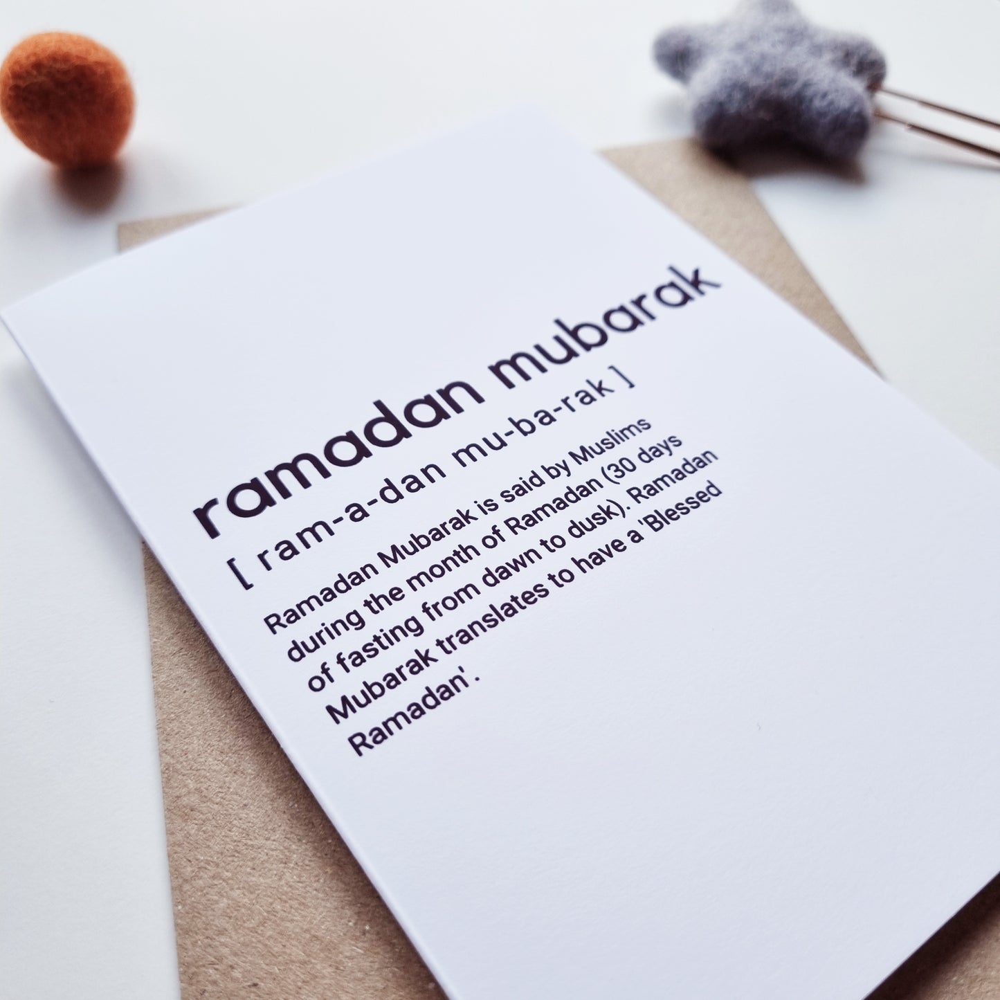 Ramadan Mubarak - A6 Typography Greeting Card