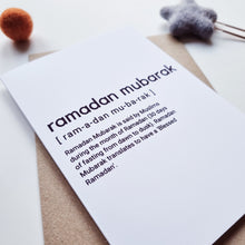 Load image into Gallery viewer, Ramadan Mubarak - A6 Typography Greeting Card