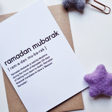 Load image into Gallery viewer, Ramadan Mubarak - A6 Typography Greeting Card