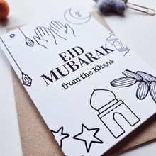 Load image into Gallery viewer, Colour Me In Personalised Eid Mubarak Design- A6 Greeting Card