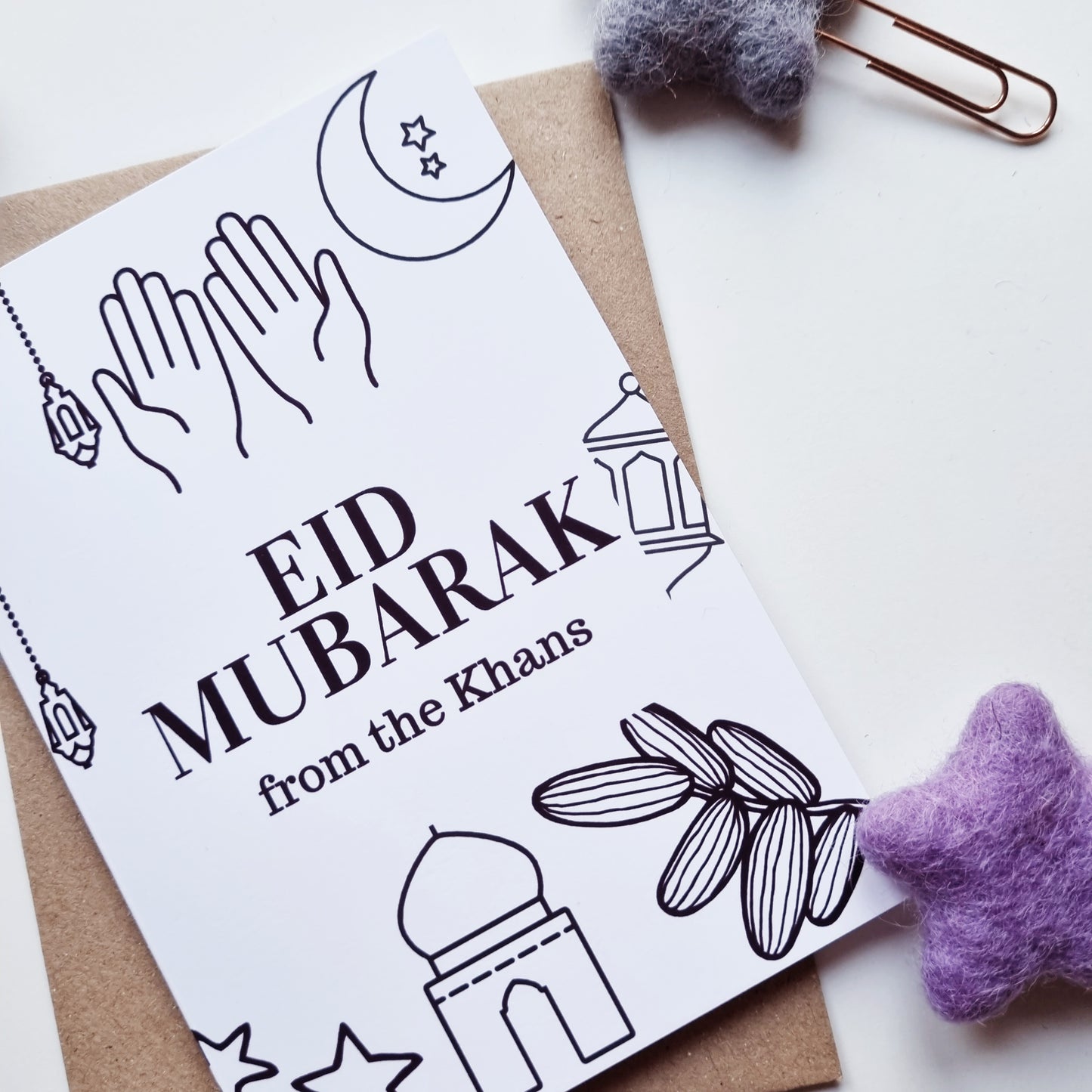 Colour Me In Personalised Eid Mubarak Design- A6 Greeting Card