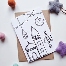 Load image into Gallery viewer, Colour Me In Personalised Eid Mubarak Design- A6 Greeting Card