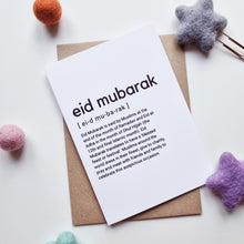 Load image into Gallery viewer, Eid Mubarak - A6 Typography Greeting Card