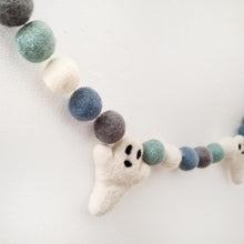 Load image into Gallery viewer, Ghost Blue Halloween Pom Pom Garland - Felt Ball Nursery Decor