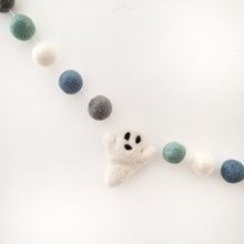 Load image into Gallery viewer, Ghost Blue Halloween Pom Pom Garland - Felt Ball Nursery Decor