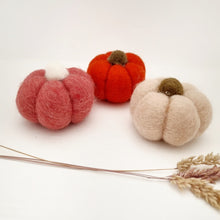 Load image into Gallery viewer, Pick Your Own Felted Halloween Autumn Pumpkins, Blush, Coral, Orange - Pack of 3 - Halloween Autumn Decor