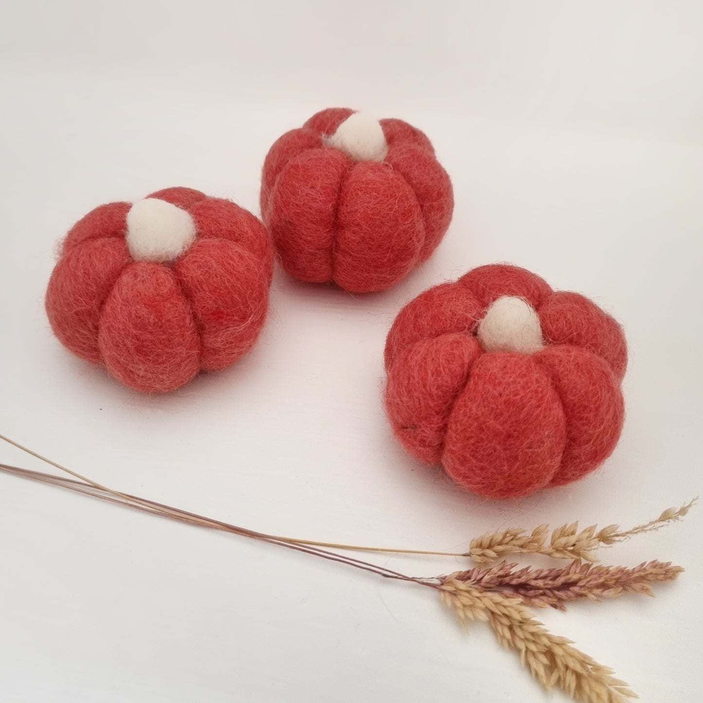 Pick Your Own Felted Halloween Autumn Pumpkins, Blush, Coral, Orange - Pack of 3 - Halloween Autumn Decor