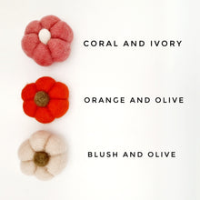 Load image into Gallery viewer, Pick Your Own Felted Halloween Autumn Pumpkins, Blush, Coral, Orange - Pack of 3 - Halloween Autumn Decor