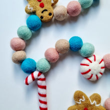 Load image into Gallery viewer, Blue and Peony Christmas Pom Pom Garland - Felt Ball Nursery Decor