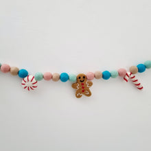 Load image into Gallery viewer, Blue and Peony Christmas Pom Pom Garland - Felt Ball Nursery Decor