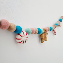 Load image into Gallery viewer, Blue and Peony Christmas Pom Pom Garland - Felt Ball Nursery Decor