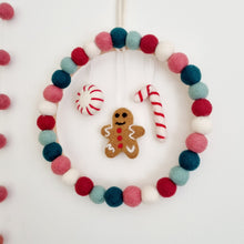 Load image into Gallery viewer, Custom Christmas Hanging Wreath - Felt Ball Pom Pom