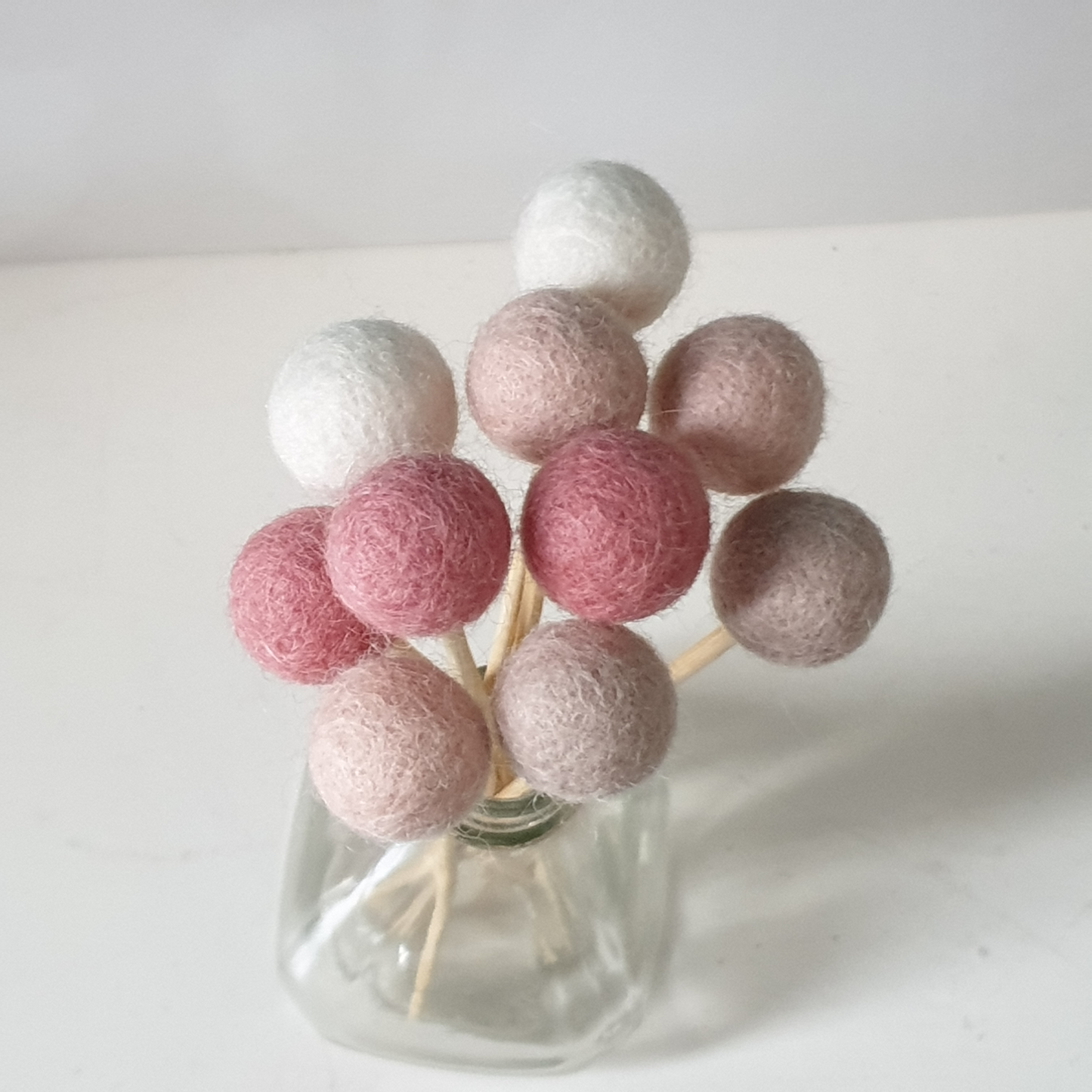 Blush Pom Pom Flowers, Felt Ball Bouquet Room Decor