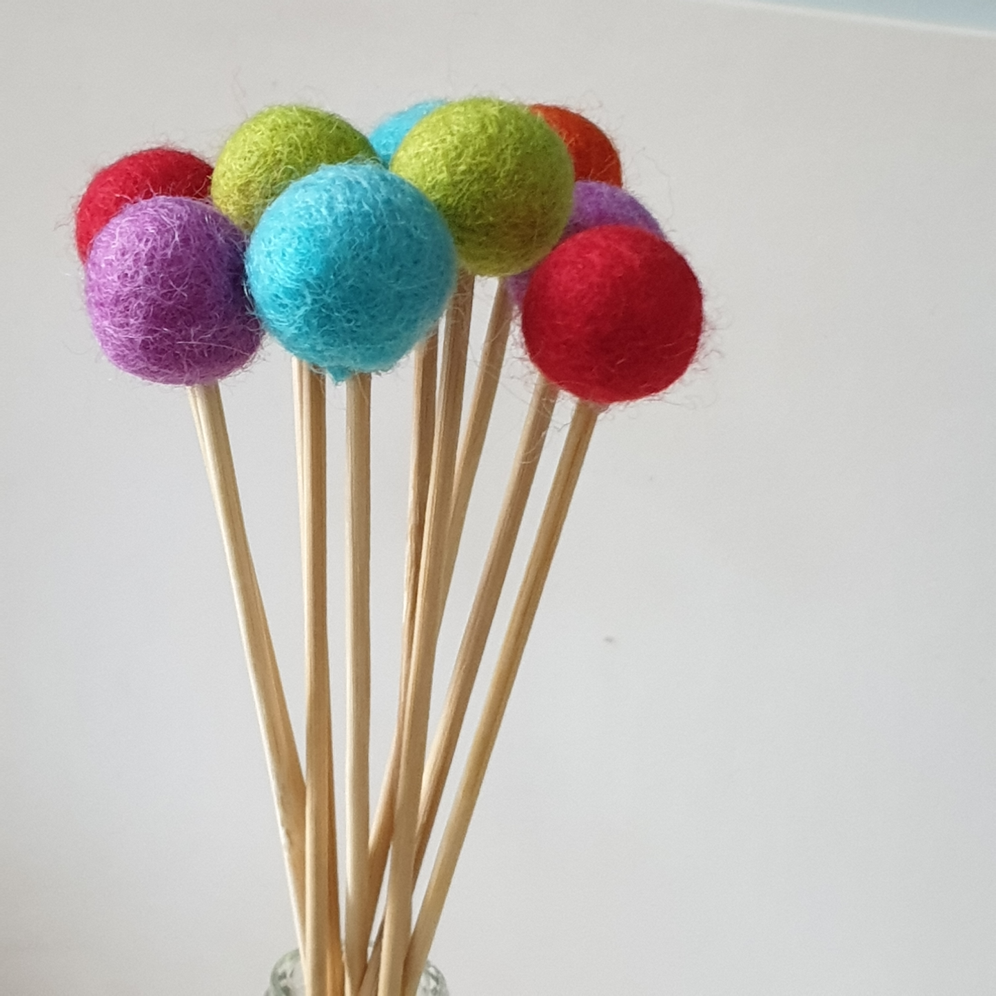 Rainbow Pom Pom Flowers, Felt Ball Bouquet Room Decor