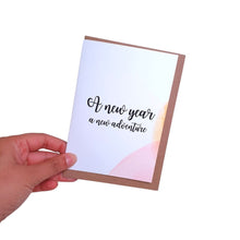 Load image into Gallery viewer, A New Year A New Adventure - A6 Monochrome Typo Water Paint Greeting Card