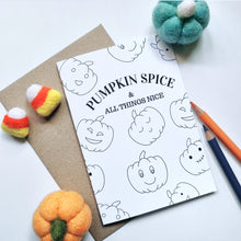 Load image into Gallery viewer, Colour Me In Halloween Pumpkin Spice Card - A6 Greeting Card