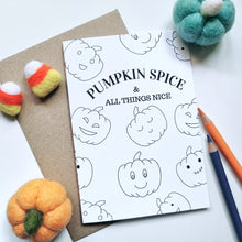 Load image into Gallery viewer, Colour Me In Halloween Pumpkin Spice Card - A6 Greeting Card