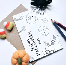 Load image into Gallery viewer, Colour Me In Personalised Halloween Card - A6 Greeting Card