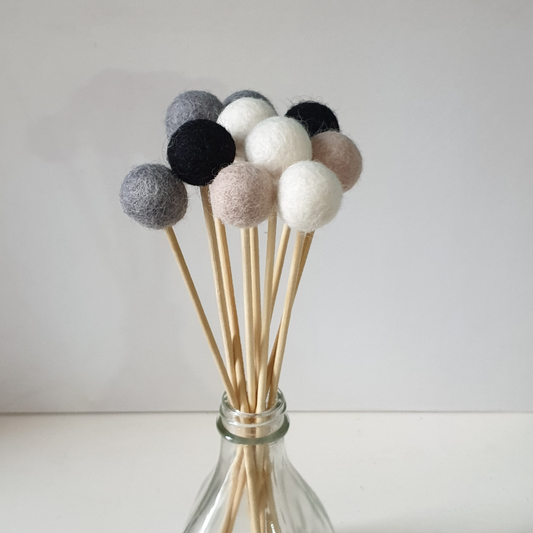 Monochrome Pom Pom Flowers, Felt Ball Bouquet Room Decor