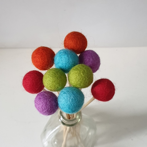 Rainbow Pom Pom Flowers, Felt Ball Bouquet Room Decor