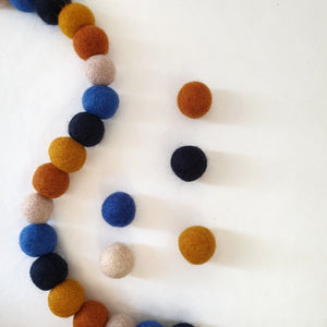 Vintage Retro Rainbow Pom Pom Garland - Felt Ball Nursery Decor