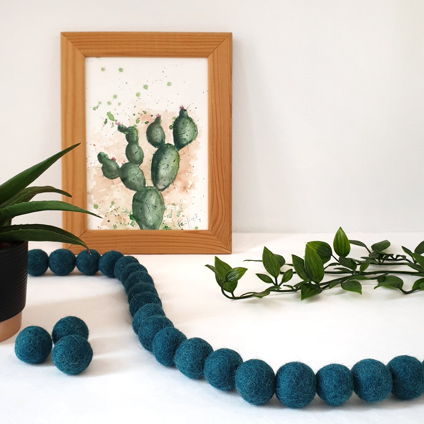 Peacock Pom Pom Garland - Felt Ball Nursery Decor