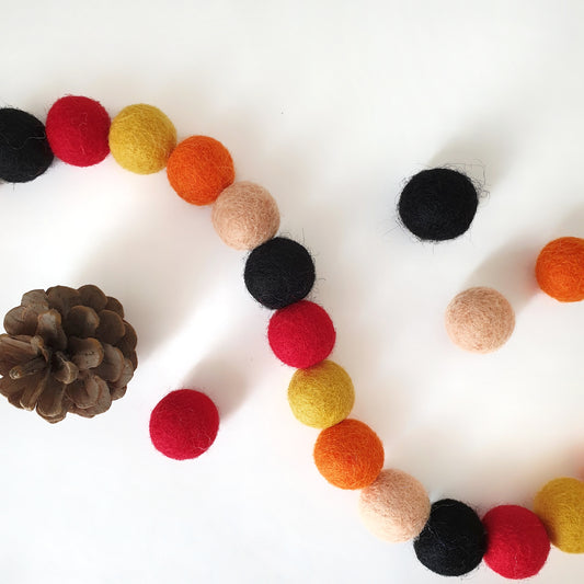 Autumn Pom Pom Garland - Felt Ball Nursery Decor