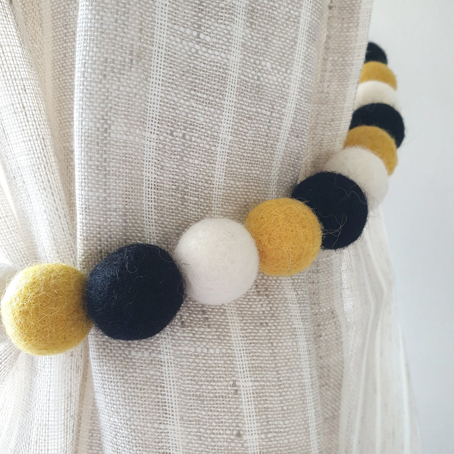 Bee Curtain Felt Ball Pom Pom Tie Backs