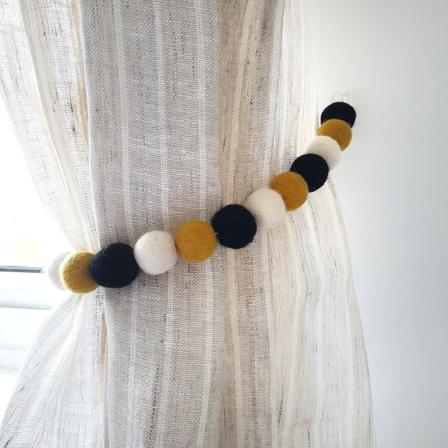 Bee Curtain Felt Ball Pom Pom Tie Backs