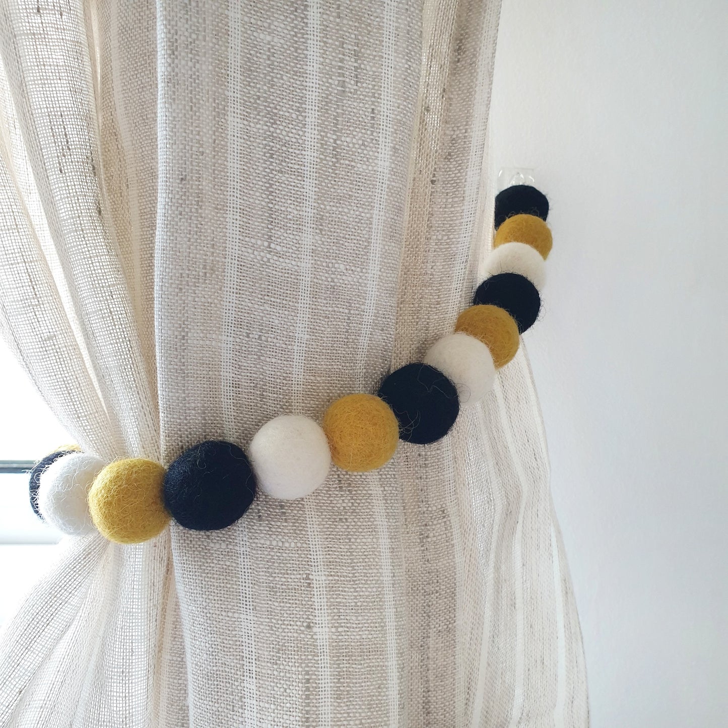 Bee Curtain Felt Ball Pom Pom Tie Backs