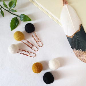 Bee Pom Pom Paperclips - Felt Ball Stationary Bookmarks