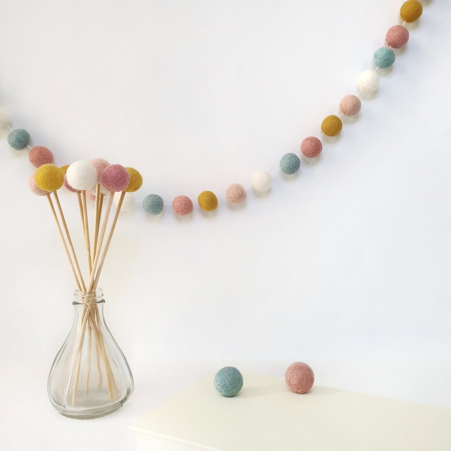 Bloom Pastel Pom Pom Garland - Felt Ball Nursery Decor