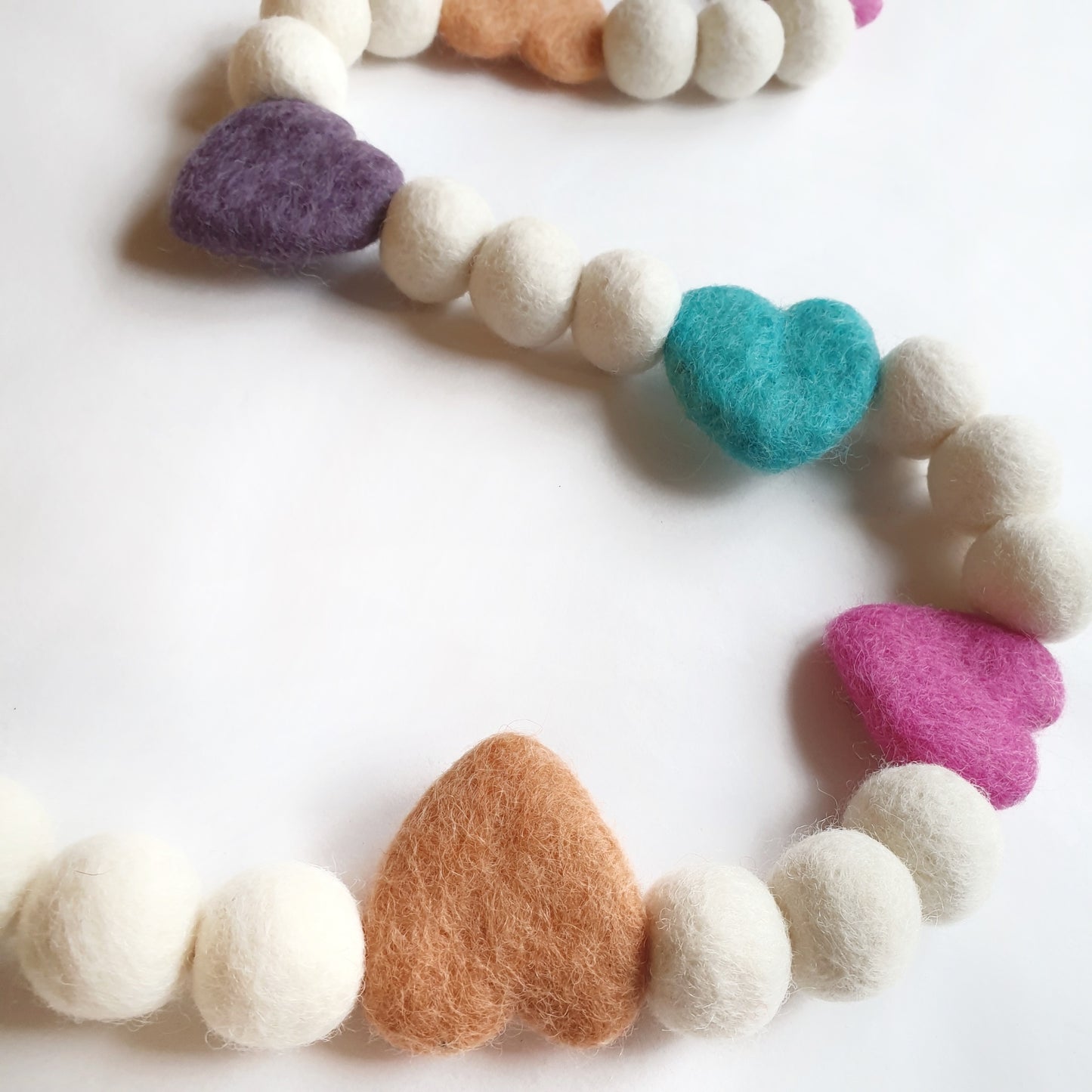 Candy Heart Pom Pom Garland - Felt Ball Nursery Decor