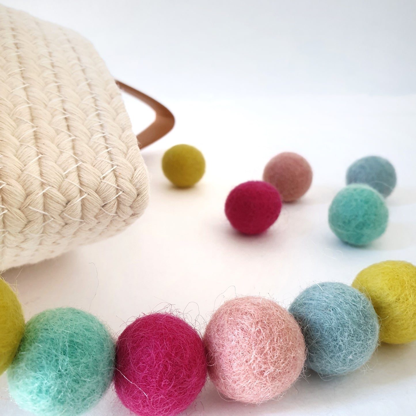 Candy Rainbow Pom Pom Garland - Felt Ball Nursery Decor