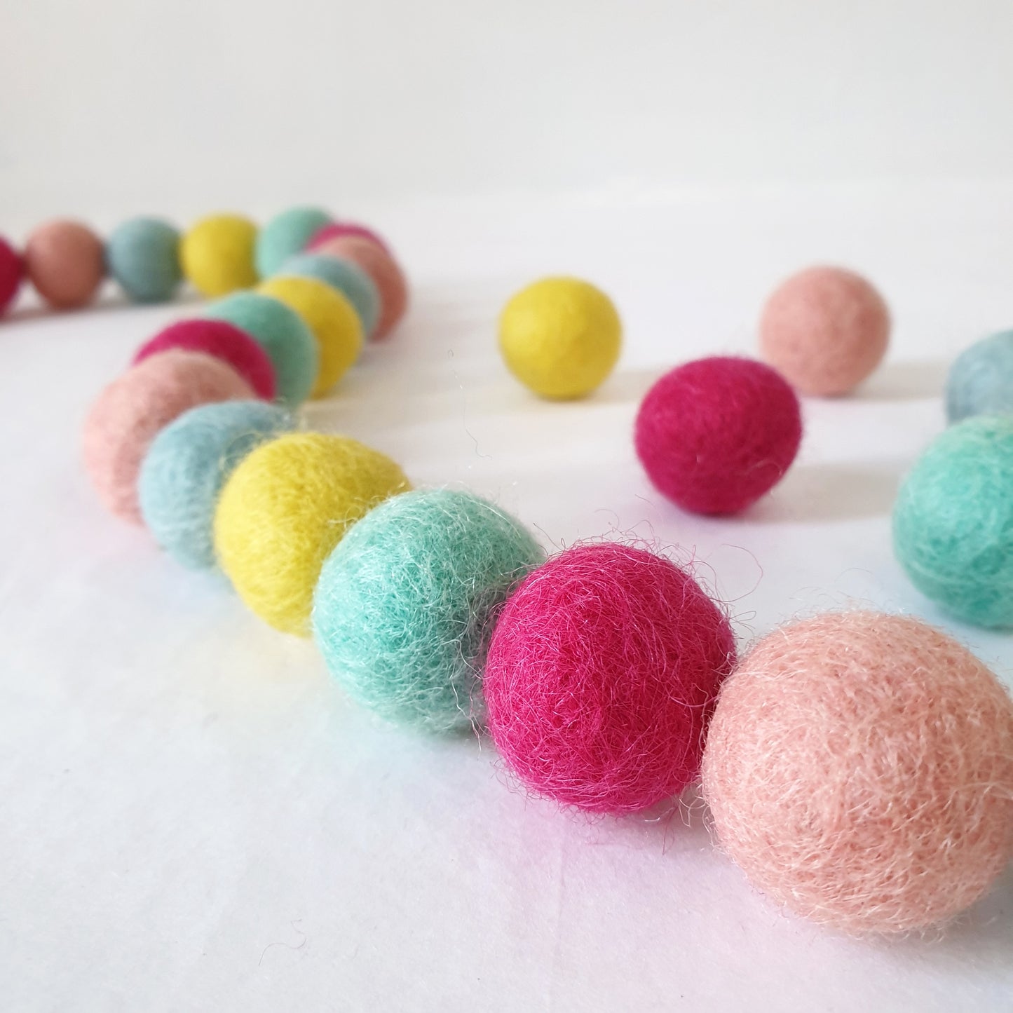 Candy Rainbow Pom Pom Garland - Felt Ball Nursery Decor