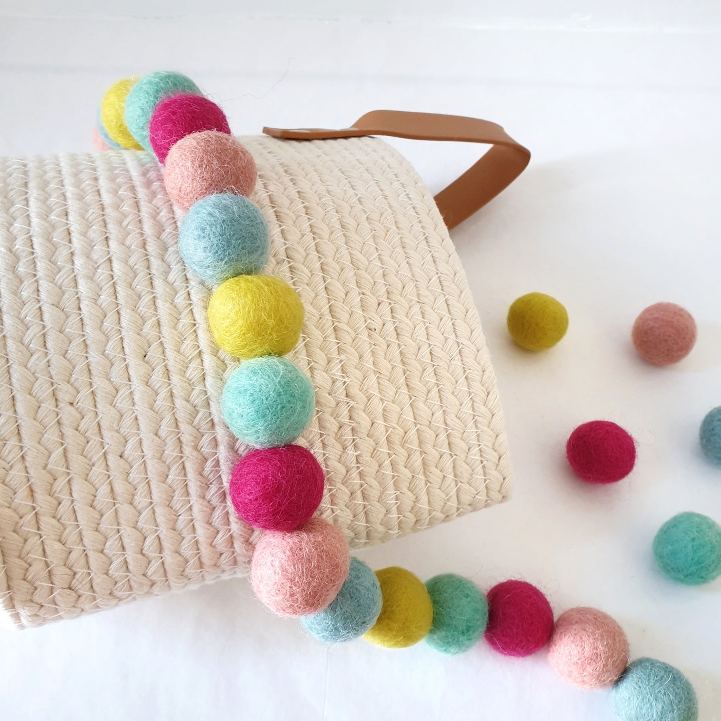 Candy Rainbow Pom Pom Garland - Felt Ball Nursery Decor