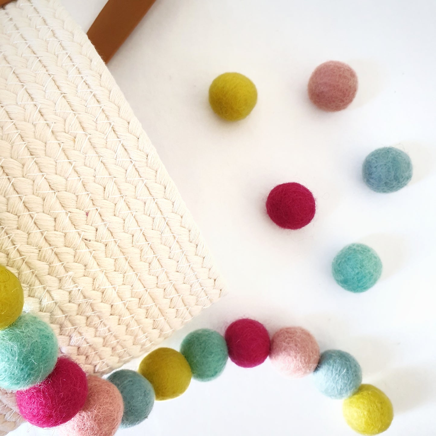 Candy Rainbow Pom Pom Garland - Felt Ball Nursery Decor