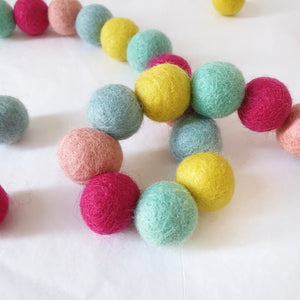 Candy Rainbow Pom Pom Garland - Felt Ball Nursery Decor