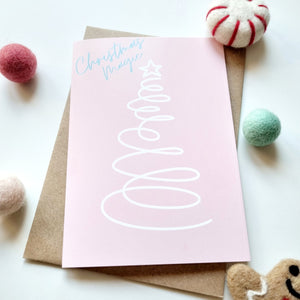 Christmas - A6 Christmas Magic Pastel Pink Tree Greeting Card