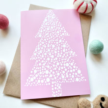 Load image into Gallery viewer, Christmas - A6 Christmas Tree Dotted Pink Greeting Card