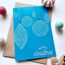 Load image into Gallery viewer, Christmas - A6 Merry Christmas Turquoise Baubles Greeting Card