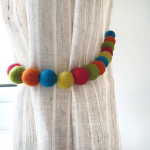 Load image into Gallery viewer, Circus Curtain Felt Ball Pom Pom Tie Backs