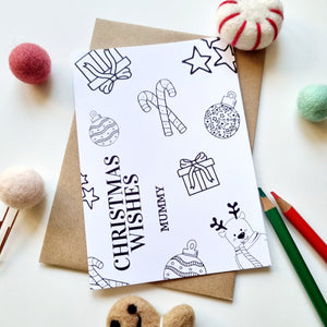 Colour Me In Personalised Christmas Design- A6 Greeting Card