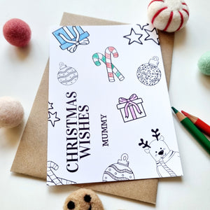 Colour Me In Personalised Christmas Design- A6 Greeting Card