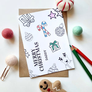 Colour Me In Personalised Christmas Design- A6 Greeting Card