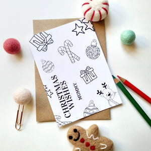 Colour Me In Personalised Christmas Design- A6 Greeting Card