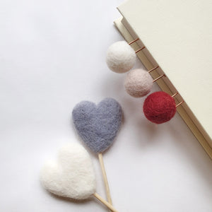 Cupid Pom Pom Paperclips - Felt Ball Stationary Bookmarks