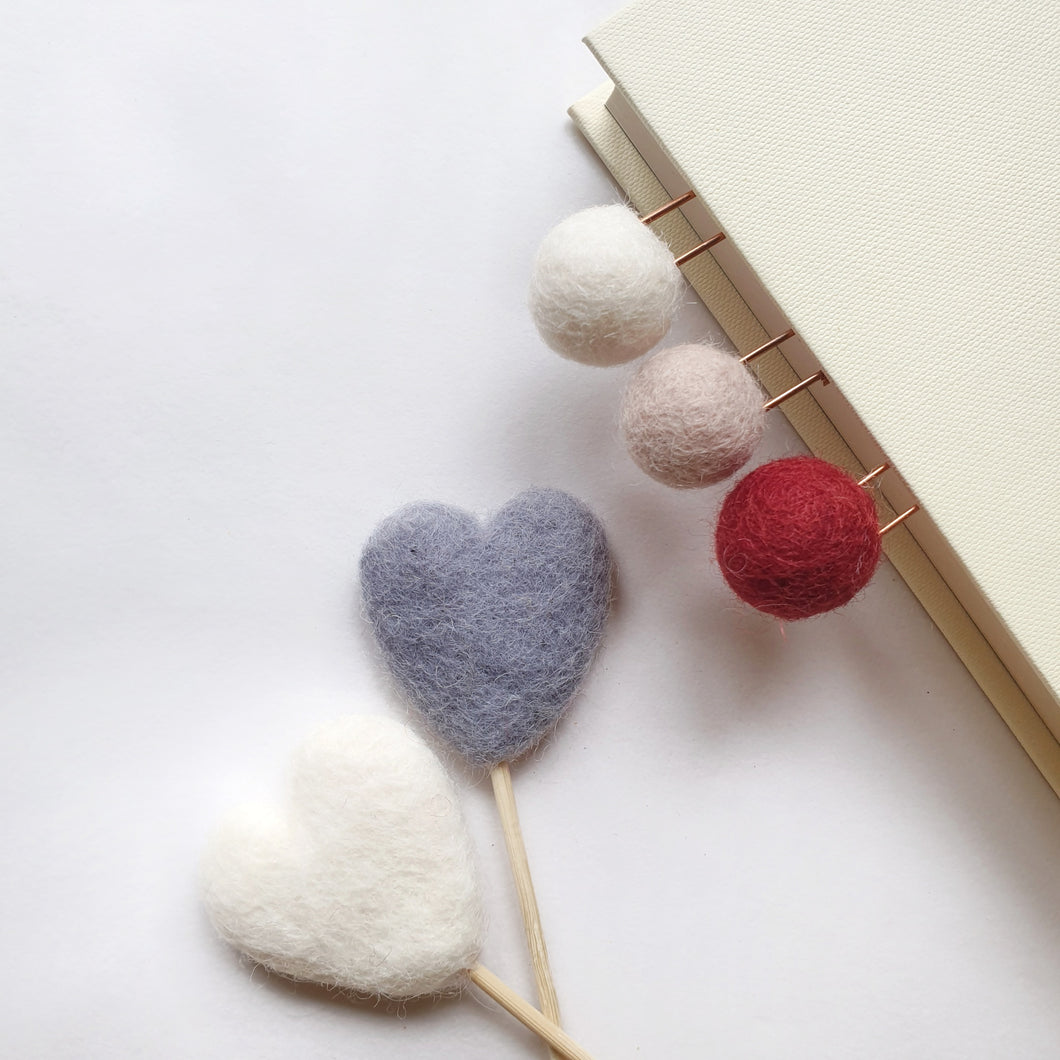 Cupid Pom Pom Paperclips - Felt Ball Stationary Bookmarks