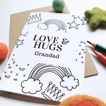 Load image into Gallery viewer, Colour Me In Personalised Fathers Day Crown Confetti Design - A6 Greeting Card