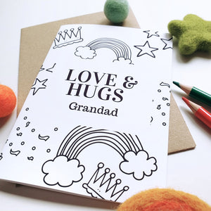 Colour Me In Personalised Fathers Day Crown Confetti Design - A6 Greeting Card